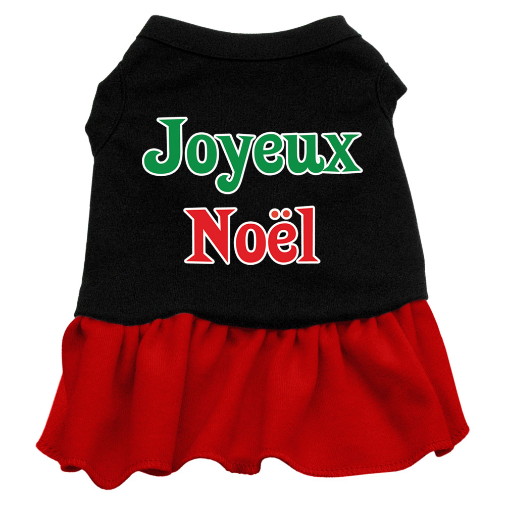 Joyeux Noel Screen Print Dress Black with Red Med